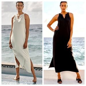 NWT J Jill Wherever Double-Face Jersey Split Neck Dress in Sailcloth Medium